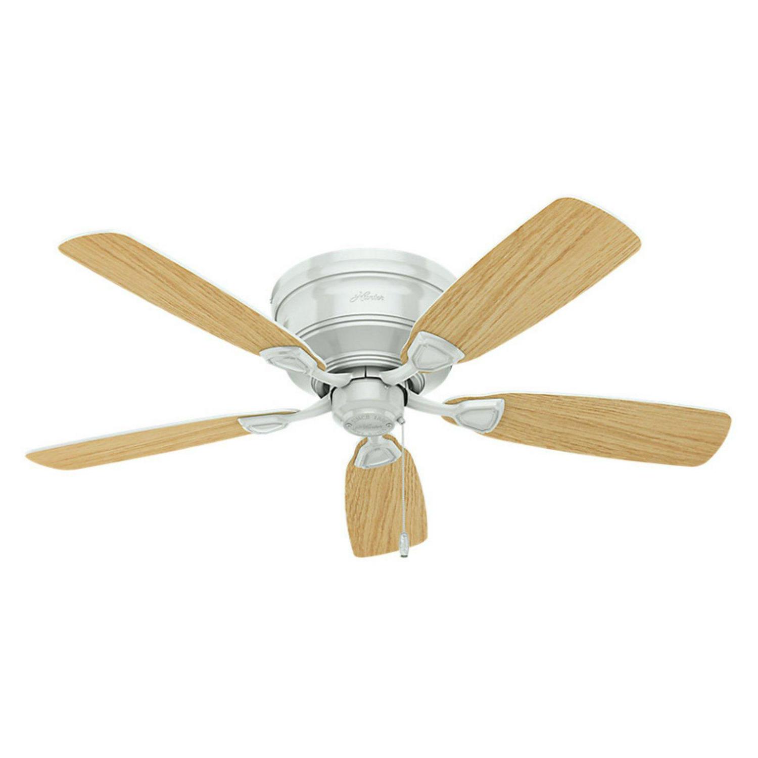 Hunter Low Profile 48" Home Ceiling Fan with LED Light and Pull Chain, White - Image 5
