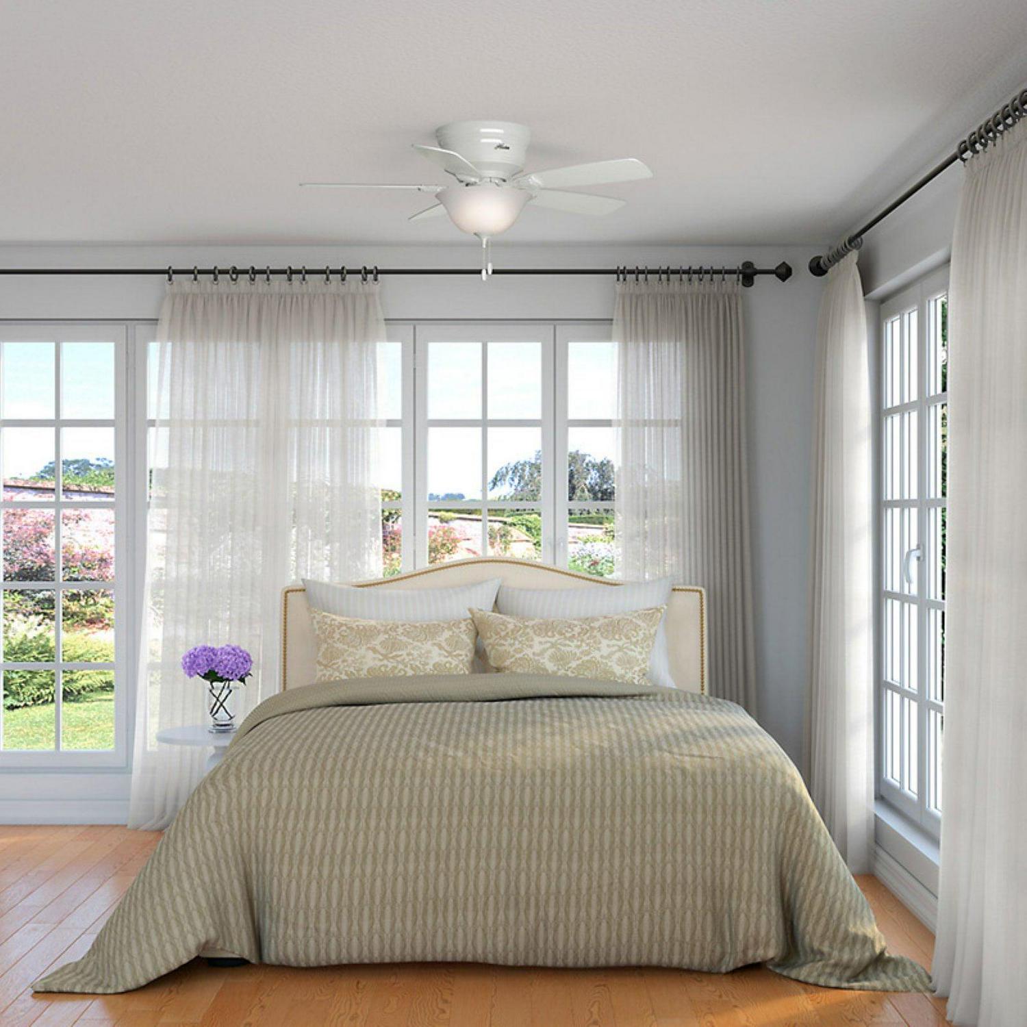 Hunter Low Profile 48" Home Ceiling Fan with LED Light and Pull Chain, White - Image 10