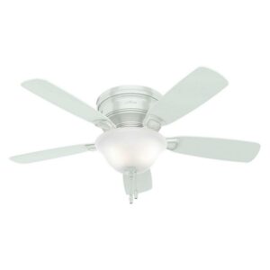 Hunter Low Profile 48" Home Ceiling Fan with LED Light and Pull Chain, White