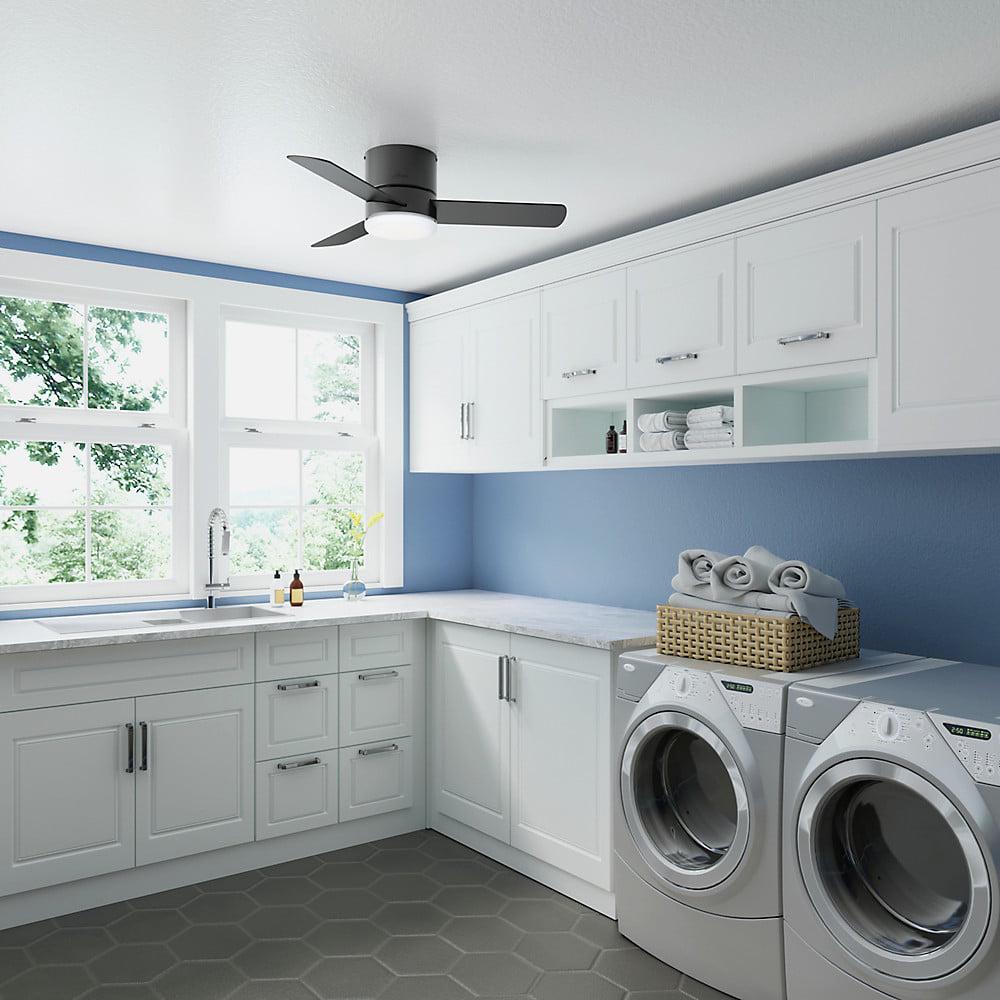 Hunter - Minimus Indoor Low Profile Ceiling Fan With Light, Remote, 44-inch, Matte Black, Casual-style, 3-speed WhisperWind Motor, 59453, for Living Rooms, Bedrooms - Image 10