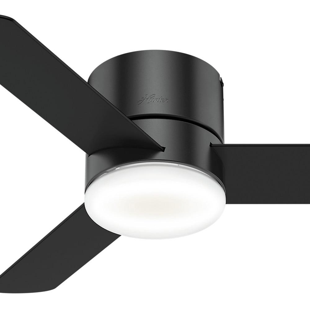 Hunter - Minimus Indoor Low Profile Ceiling Fan With Light, Remote, 44-inch, Matte Black, Casual-style, 3-speed WhisperWind Motor, 59453, for Living Rooms, Bedrooms - Image 5
