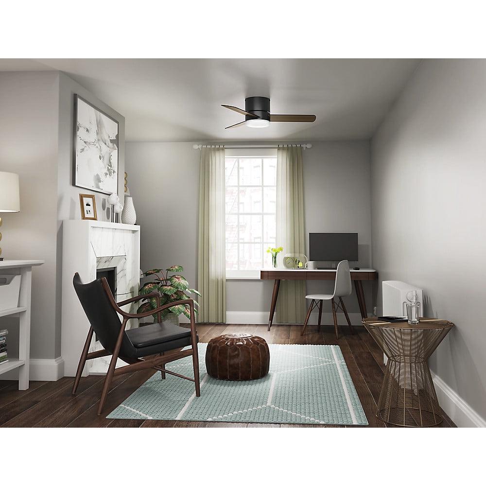 Hunter - Minimus Indoor Low Profile Ceiling Fan With Light, Remote, 44-inch, Matte Black, Casual-style, 3-speed WhisperWind Motor, 59453, for Living Rooms, Bedrooms - Image 11