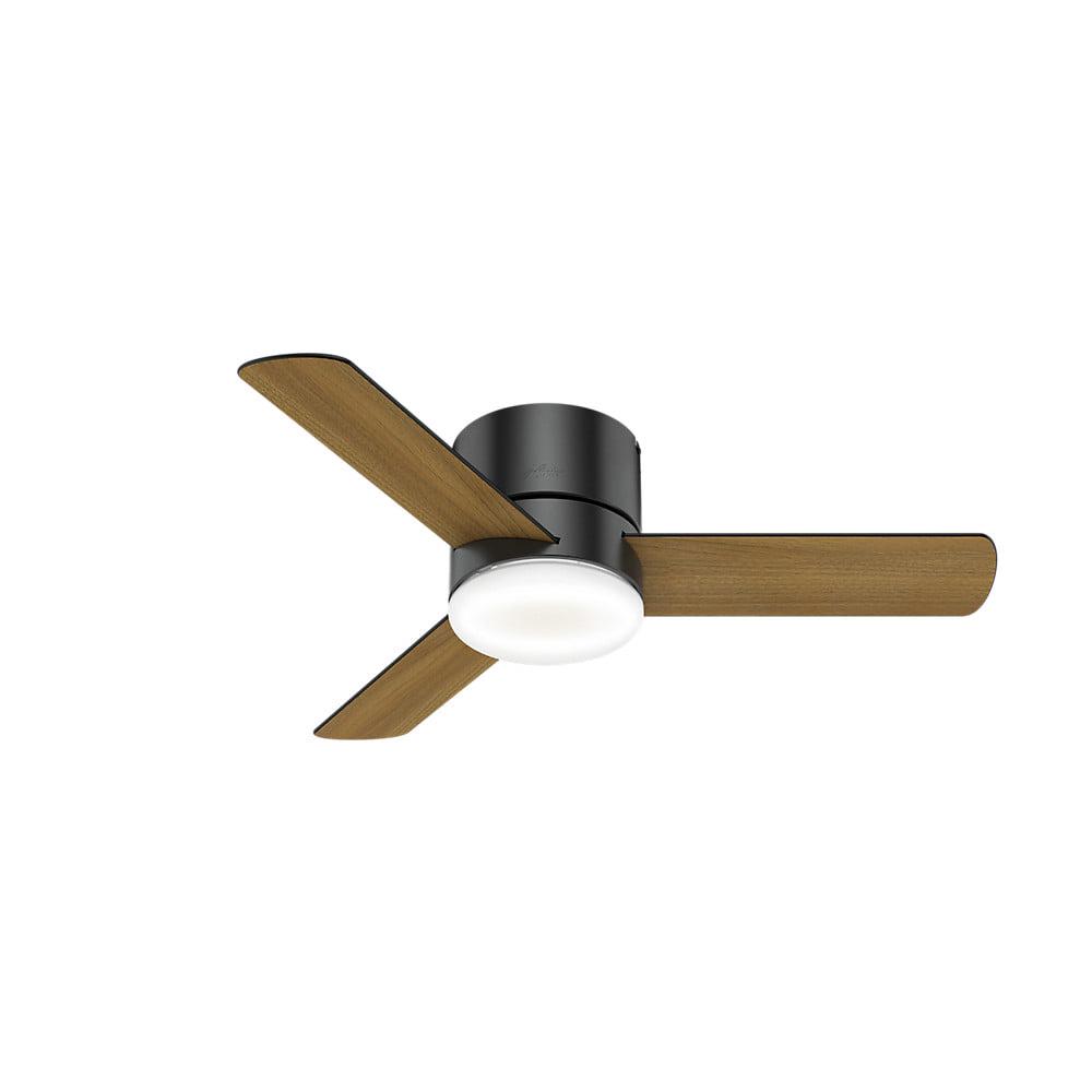 Hunter - Minimus Indoor Low Profile Ceiling Fan With Light, Remote, 44-inch, Matte Black, Casual-style, 3-speed WhisperWind Motor, 59453, for Living Rooms, Bedrooms - Image 2