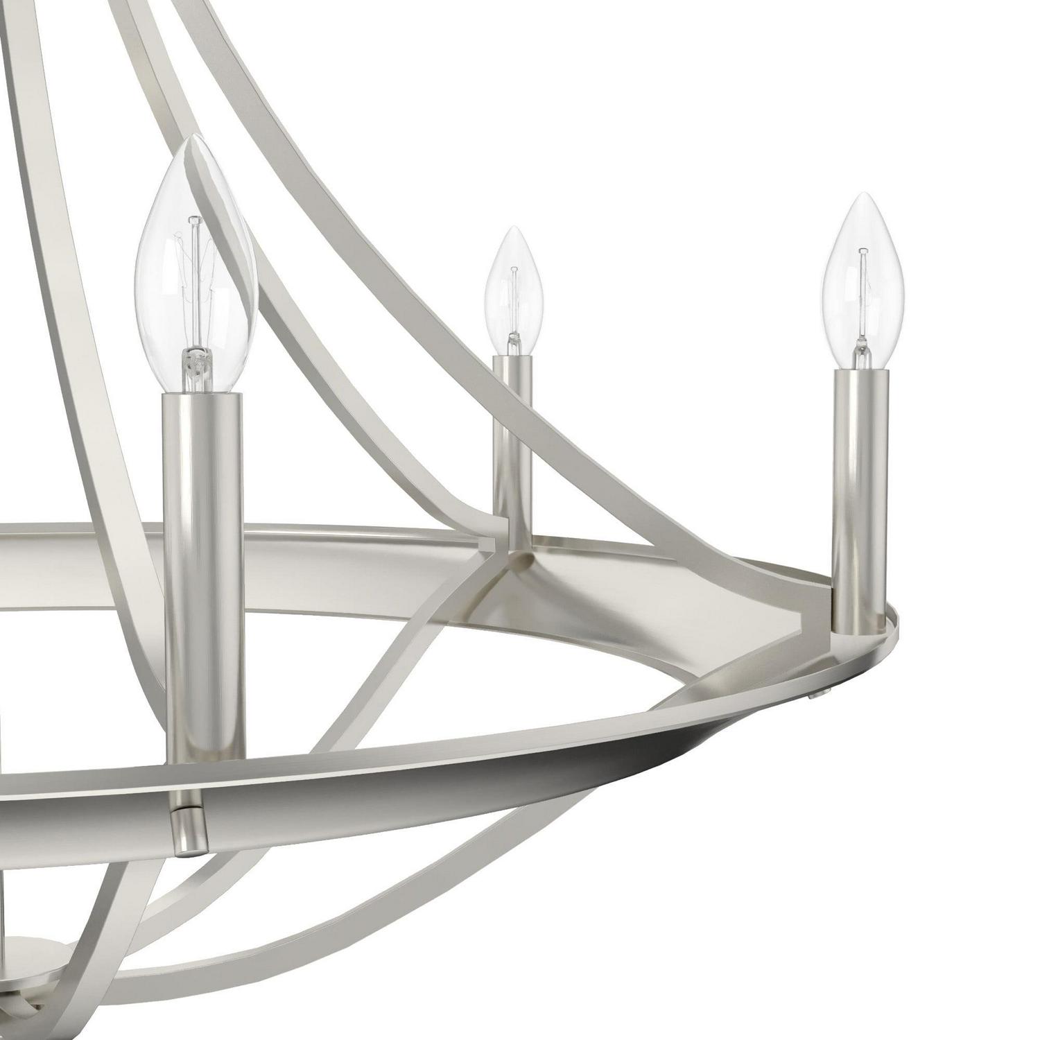 Hunter - Perch Point 6-light Brushed Nickel, Large Chandelier, Dimmable, Casual Style, Empire Shaped, for Bedrooms, Dining, Living Rooms - 19415 - Image 6