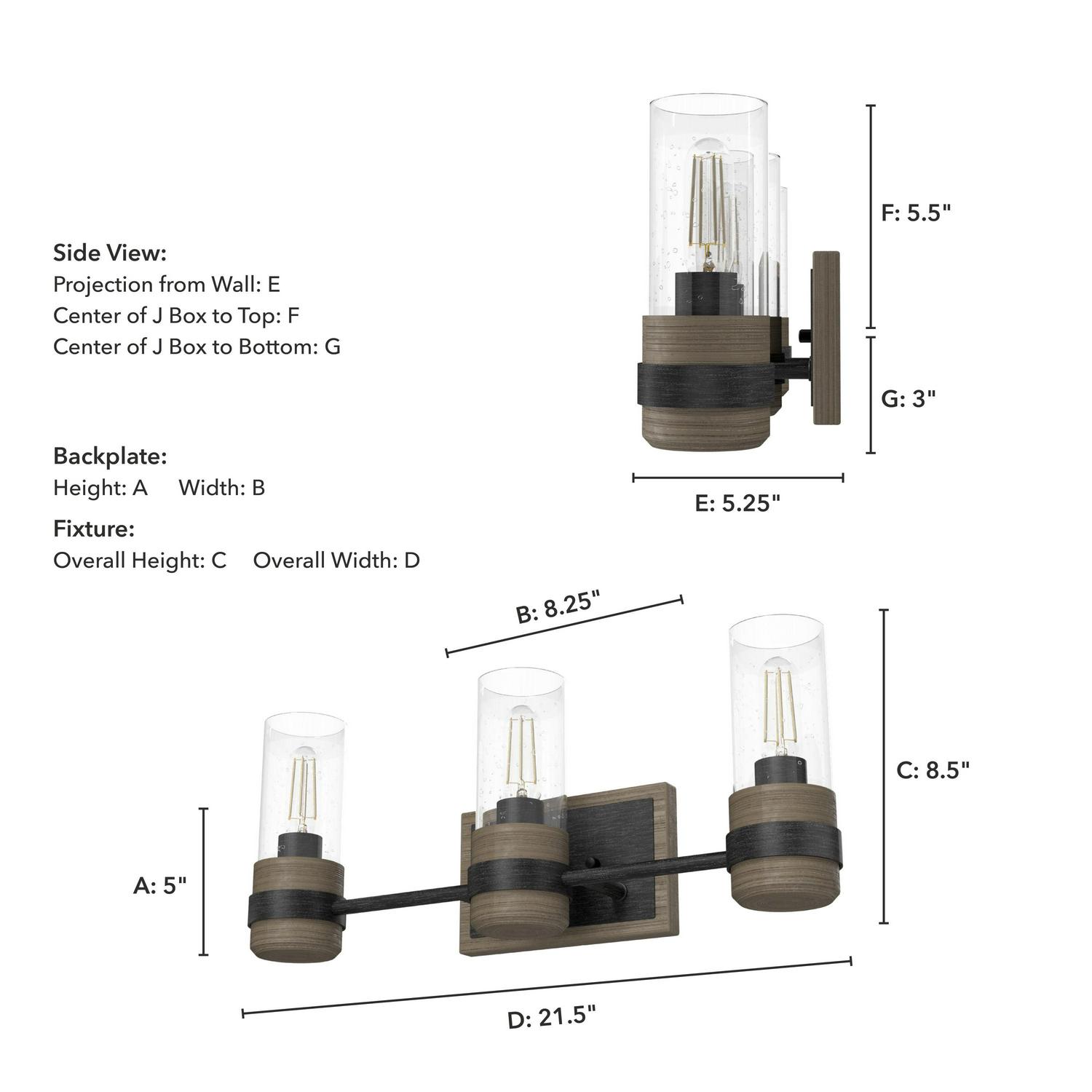 Hunter - River Mill 3-light Rustic Iron, Medium Size Vanity Light, Dimmable, Rustic Style, for Bedrooms, Dining, Living Rooms - 19466 - Image 2