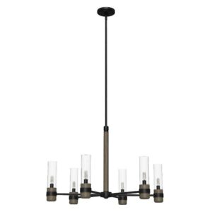 Hunter - River Mill 6-light Rustic Iron, Large Chandelier, Dimmable, Rustic Style, Candle Shaped, for Bedrooms, Dining, Living Rooms - 19476