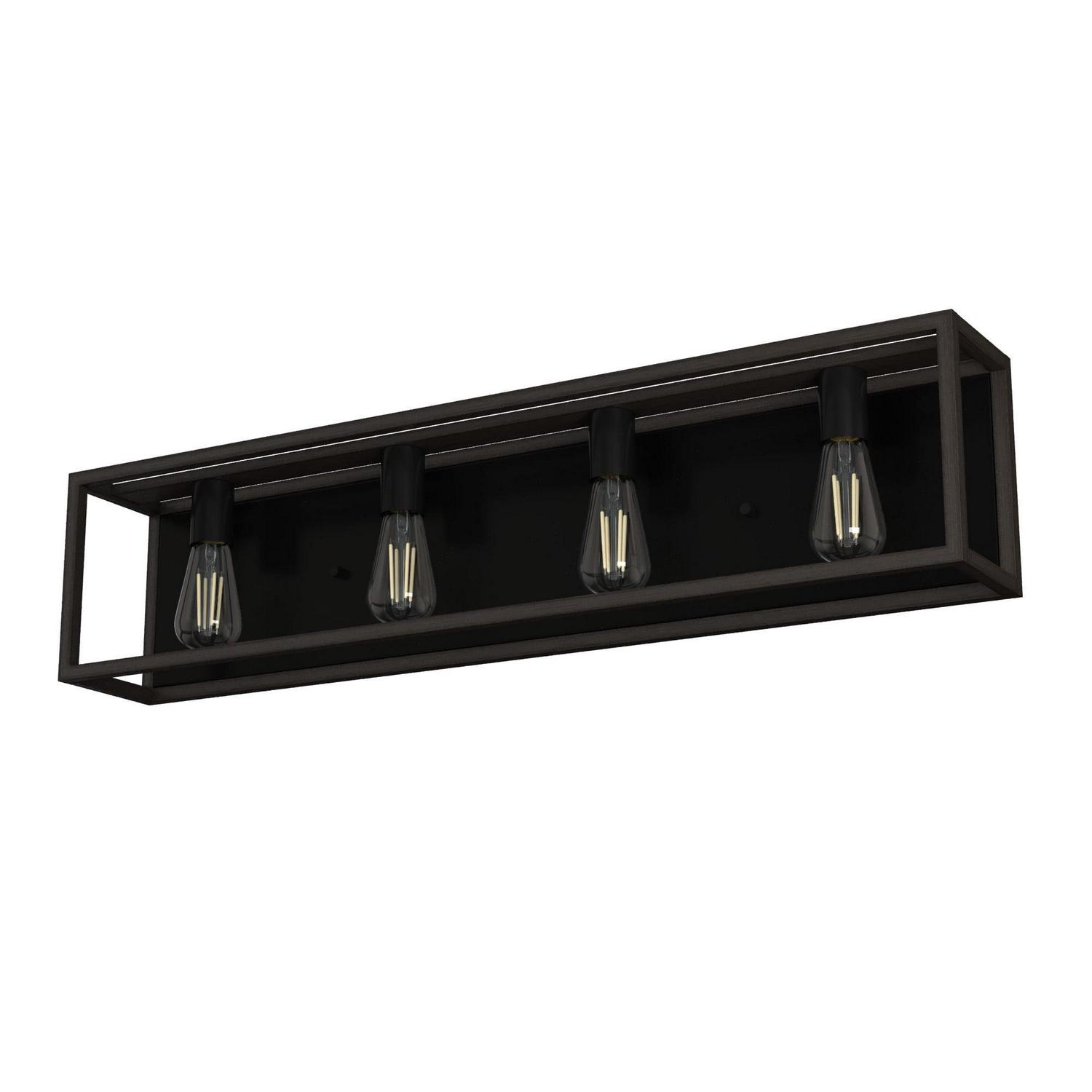 Hunter - Squire Manor 4-light Matte Black, Medium Size Vanity Light, Dimmable, Modern Style, for Bedrooms, Dining, Living Rooms - 19675