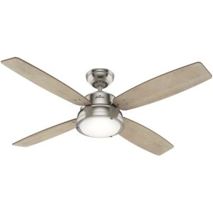 Hunter Wingate 52" Home Ceiling Fan with LED Light and Remote, Brushed Nickel