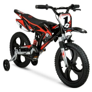 16" Hyper Moto Bike, 16" Mag Wheels, Training Wheels, Child Bicycle, Ages 5-7 Years, Black/Red