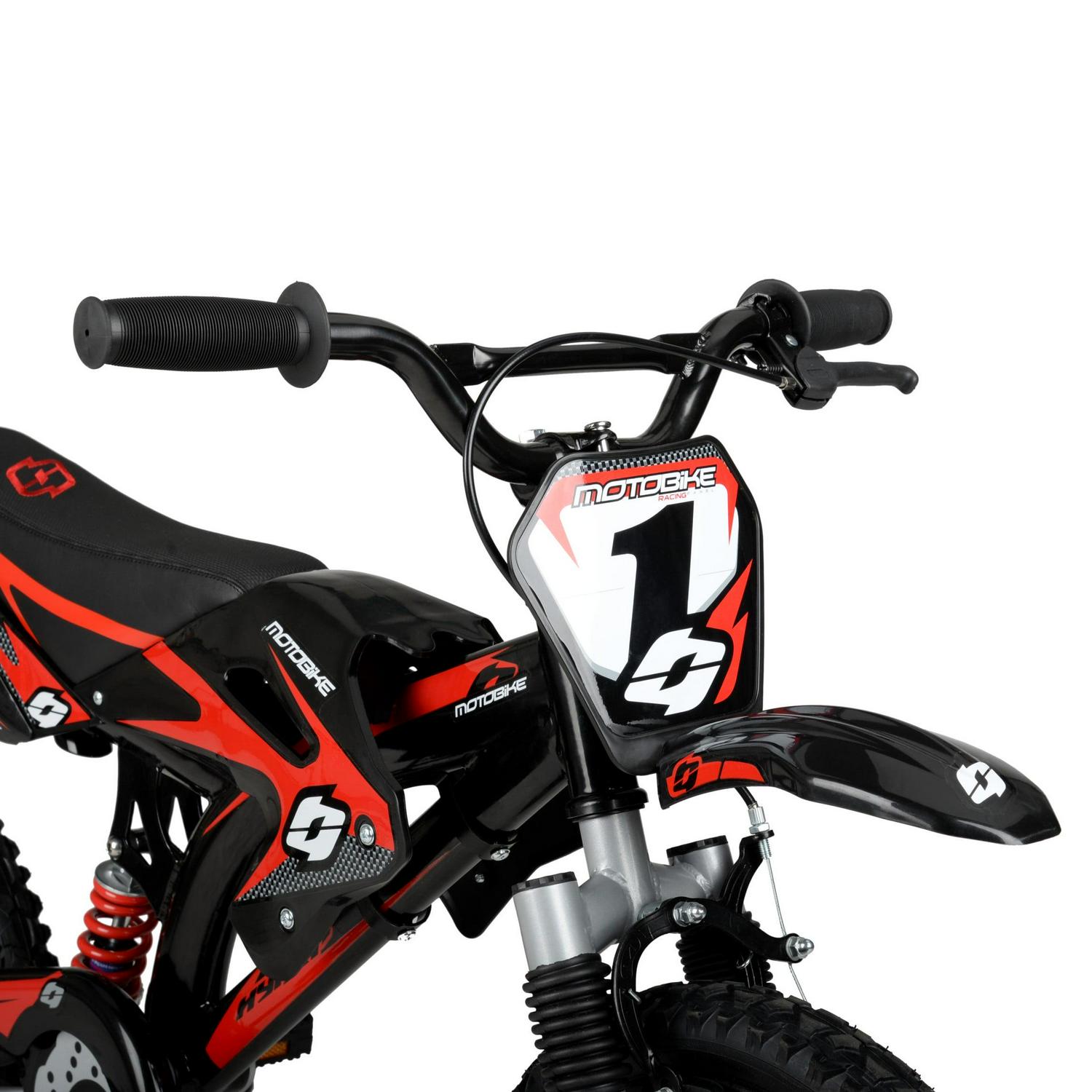 16" Hyper Moto Bike, 16" Mag Wheels, Training Wheels, Child Bicycle, Ages 5-7 Years, Black/Red - Image 8