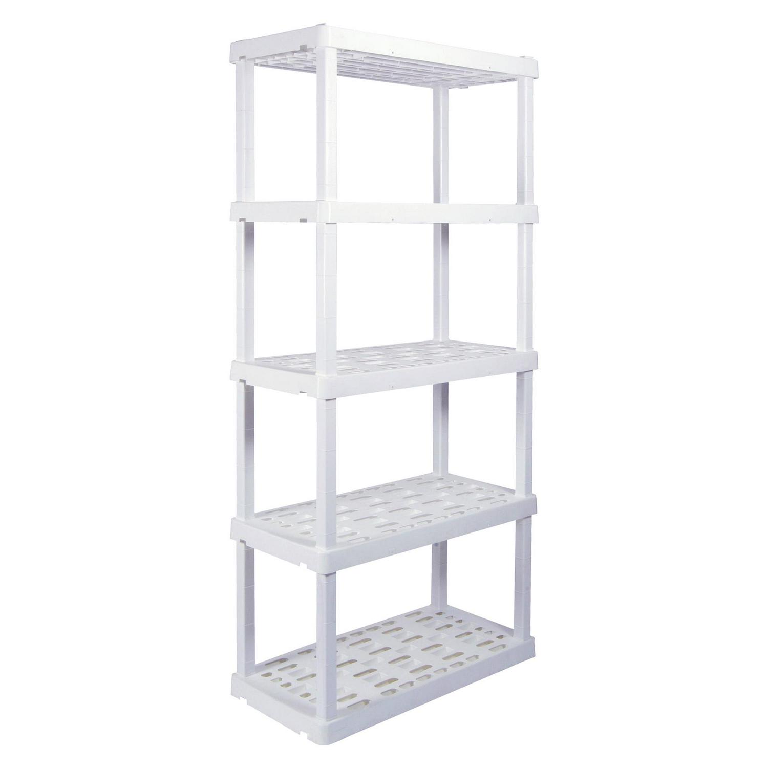 Hyper Tough Plastic Storage Shelves 5-Tier 73.8"H x 36"W x 17.75"D, 2-Pack White, 750 lbs Total Capacity - Image 4