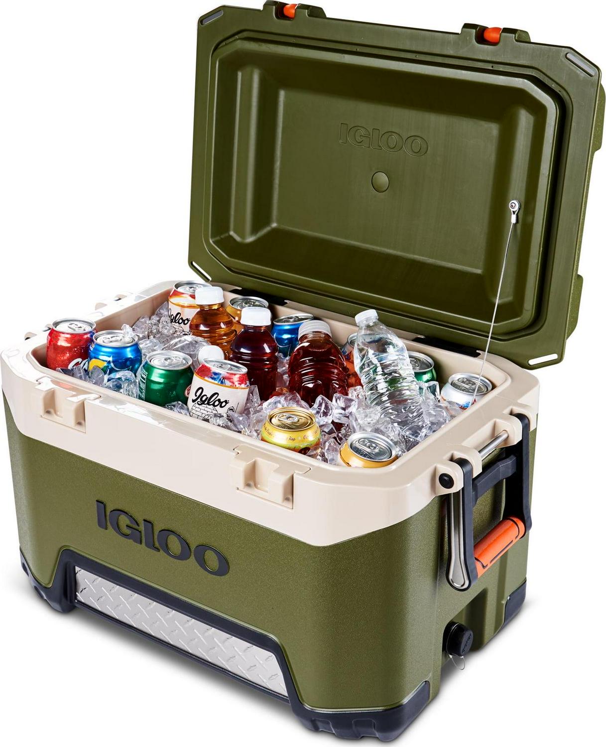 Igloo 52 Qt. BMX Hard Sided Ice Chest Cooler, Green and Orange, 25.98" x 16.34" x 16.54" - Image 15