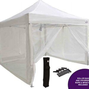 Impact Canopy 10' x 10' Pop-Up Canopy Tent, Mesh Sidewalls, Screen Room, Steel Frame, Gazebo Enclosure, White