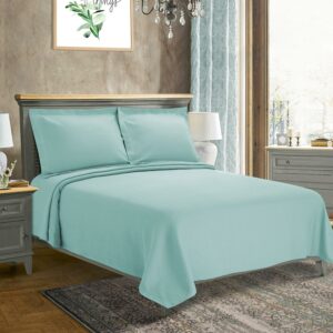 Superior Solitaire Cotton Decorative Bedspread and Sham Set, Full, Aqua