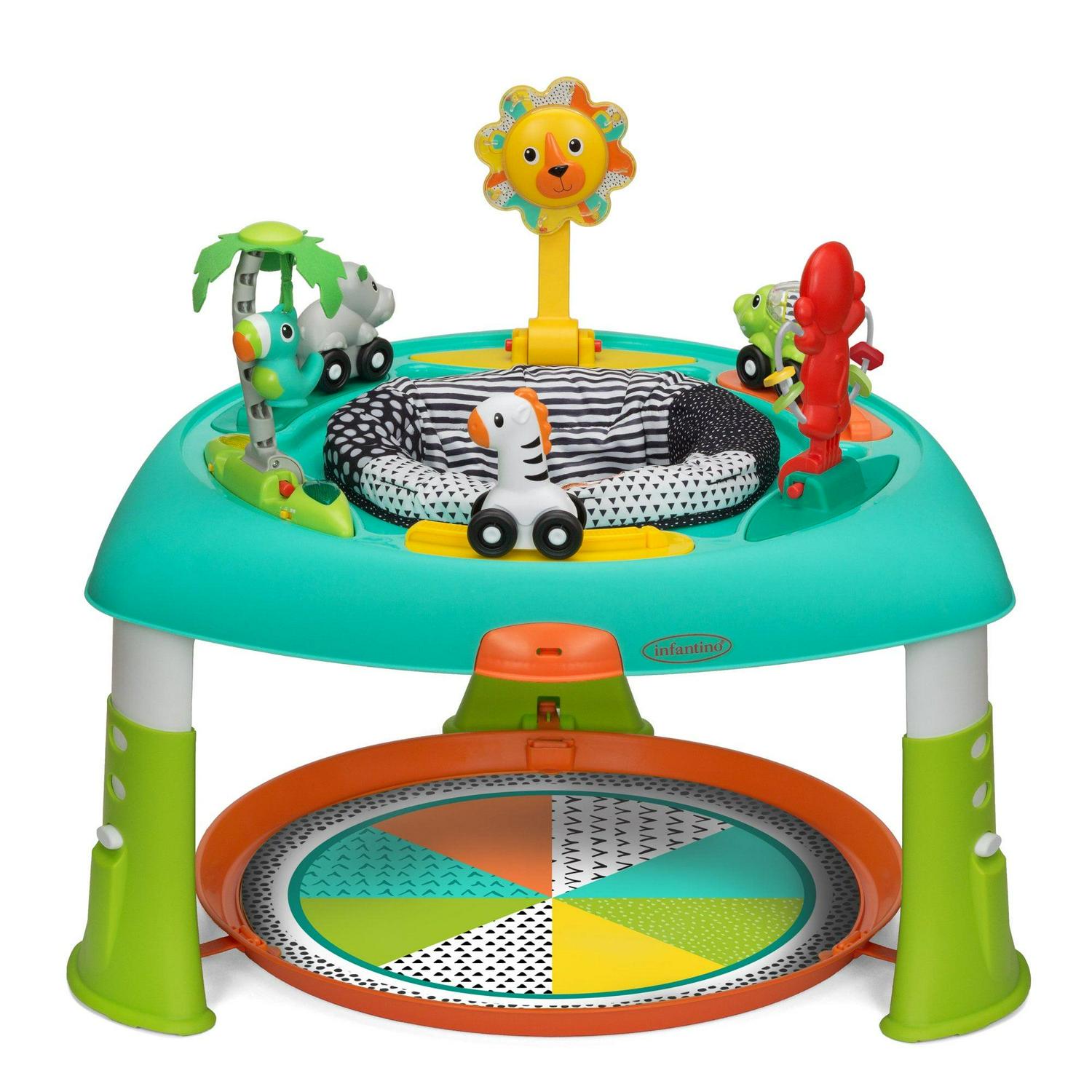 Infantino 2-in-1 Sit, Spin and Stand Entertainer 360 Seat & Activity Center, 4-60 Months, Unisex, Multicolor