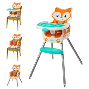 Infantino Grow-with-Me 4-in-1 Convertible High Chair, for Babies & Toddlers 6-36 Months, Orange Fox