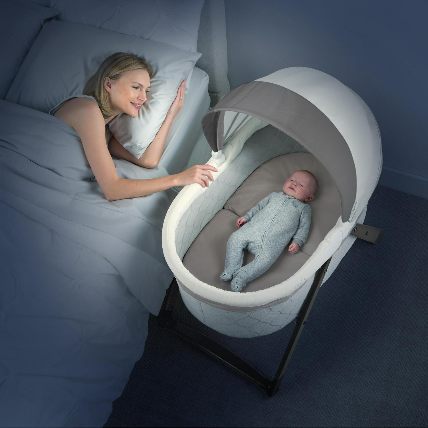 Ingenuity DreamComfort FoldAway Rocking Portable Wood Bassinet - Carrington - Image 3