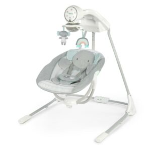 Ingenuity InLighten Baby Swing, Motorized Vibrating, Swivel Infant Seat, Gray