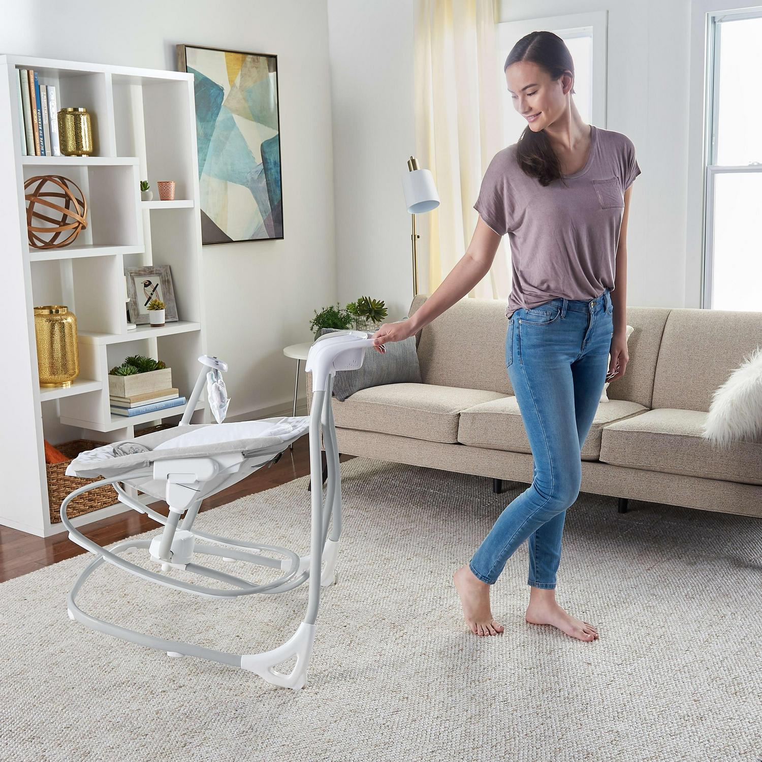 Ingenuity SimpleComfort 2-in-1 Vibrating Lightweight Baby Swing and Rocker Raylan, Gray - Image 10