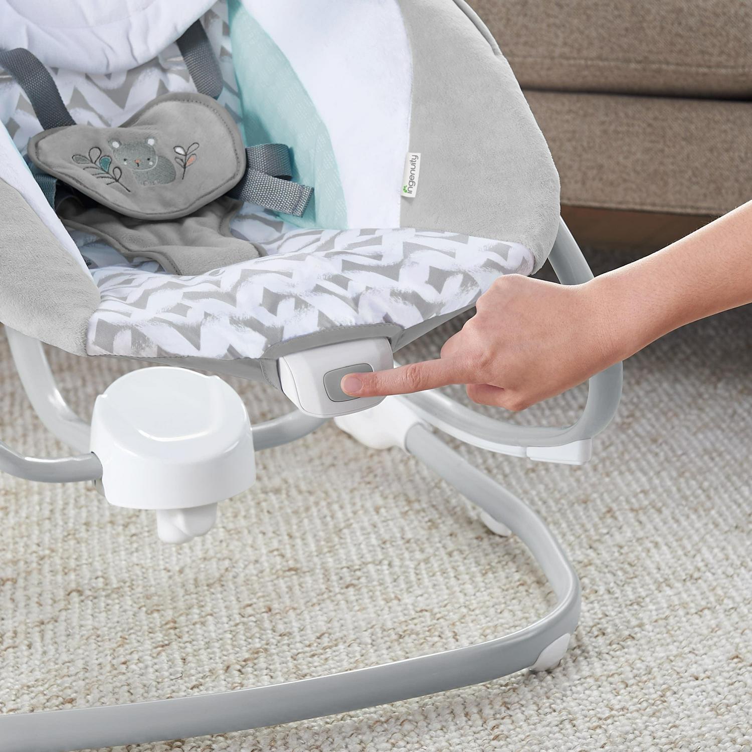 Ingenuity SimpleComfort 2-in-1 Vibrating Lightweight Baby Swing and Rocker Raylan, Gray - Image 11