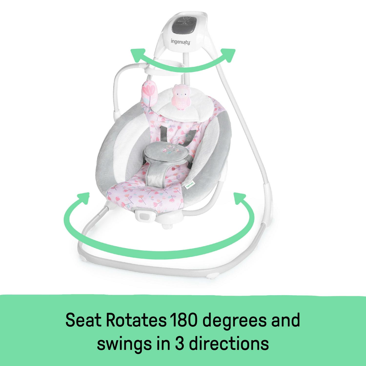 Ingenuity SimpleComfort Multi-Direction Compact Baby Swing with Vibrating Seat, For Infants, Unisex - Cassidy (Pink) - Image 5