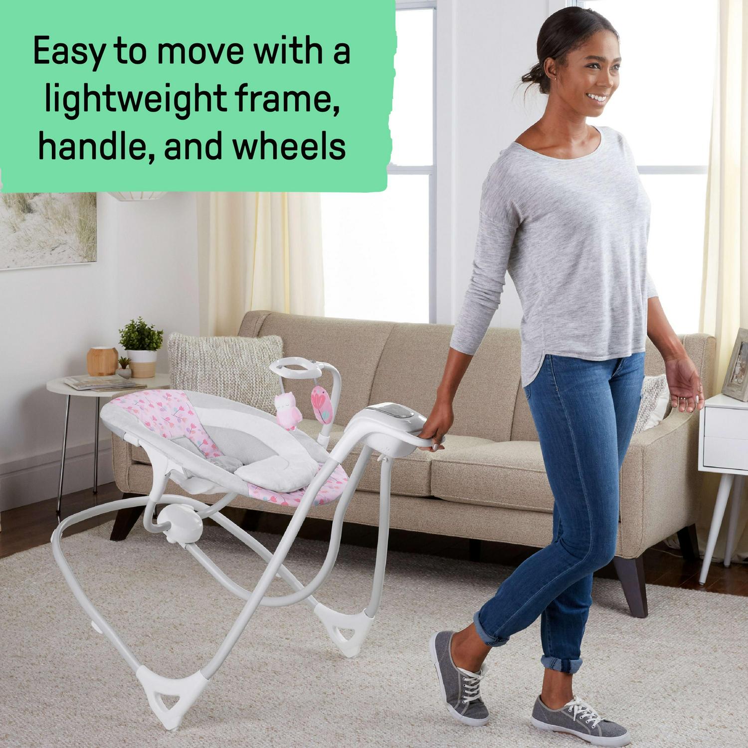 Ingenuity SimpleComfort Multi-Direction Compact Baby Swing with Vibrating Seat, For Infants, Unisex - Cassidy (Pink) - Image 13