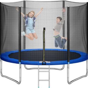 Inolait 10 ft Trampoline, with Enclosure and Wind Stakes, Blue