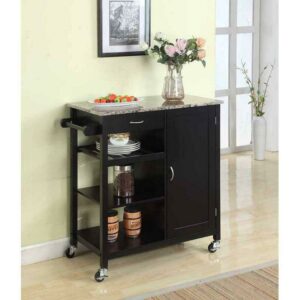 Room Designs Kitchen Cart Black / Marble Contemporary Rectangle