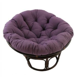 42-Inch Rattan Papasan Chair with Solid Twill Cushion -Grape