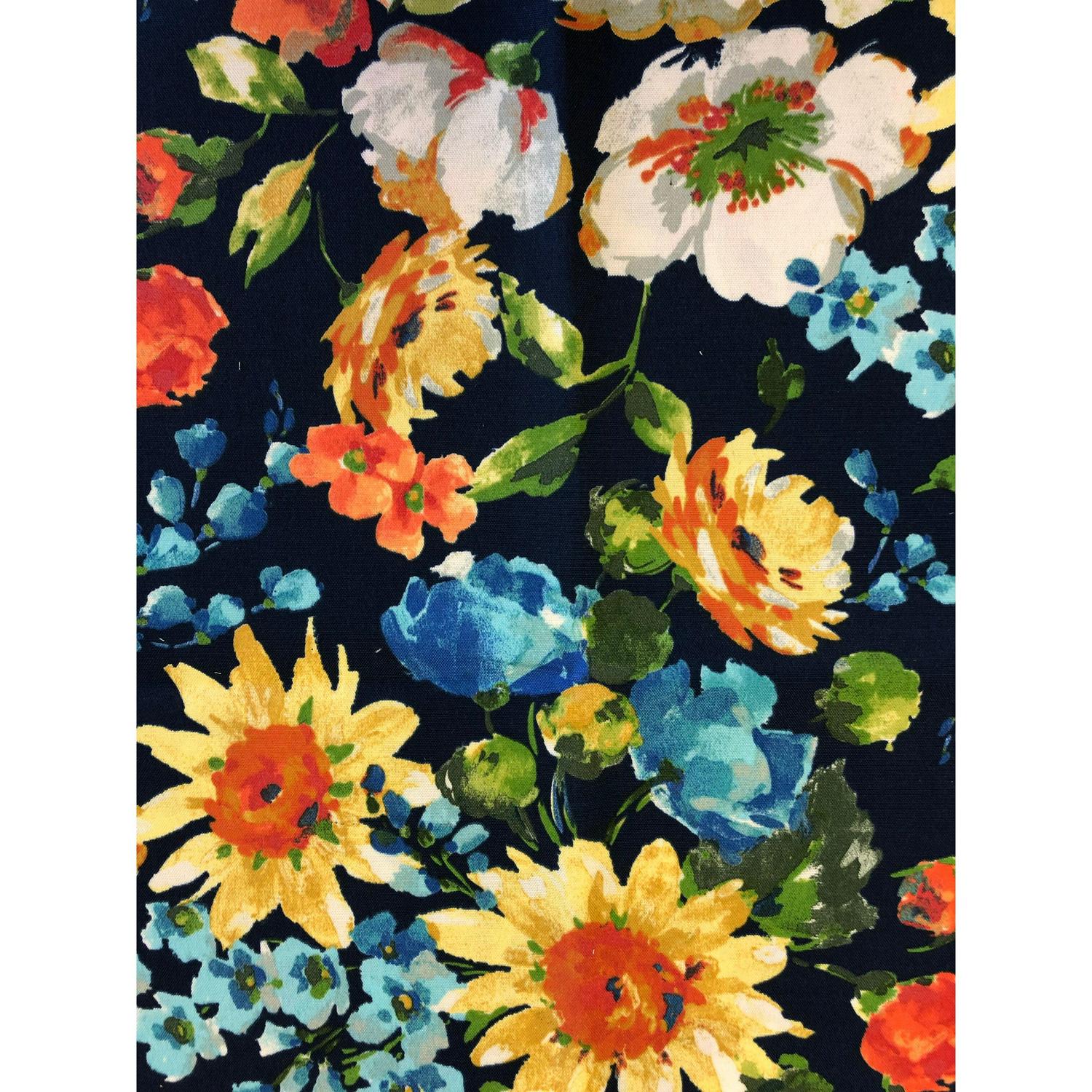 International Caravan Rattan Ottoman with Outdoor Fabric Cushion - Image 4