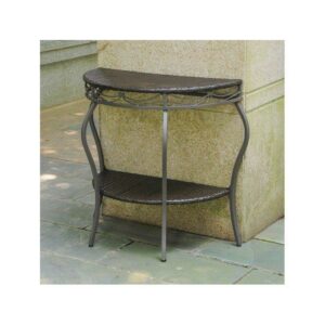 Valencia Resin Wicker/Steel Two Tier Half Moon Wall Table