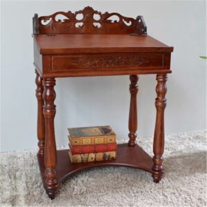 Windsor Carved Wood Writing Desk - Walnut