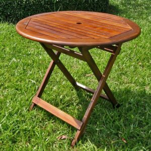 International Caravan 32-inch Outdoor Weather-Resistant Folding Patio Table, Brown