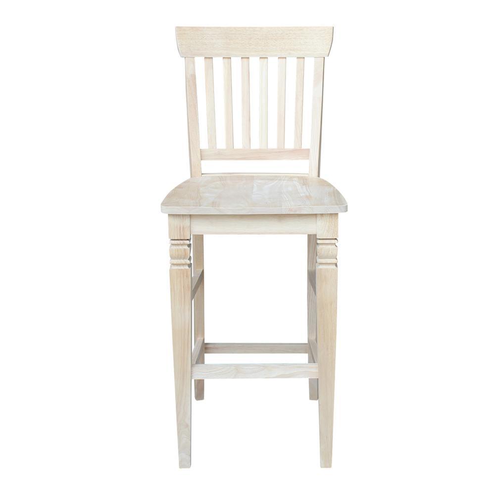 International Concepts Wood Seattle Bar Height Stool - 29.92" Seat Height - Unfinished - Image 7