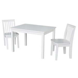 International Concepts Indoor Wood Mission Kids Table and Chairs Set in White - 3 Piece Set