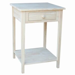 International Concepts Solid Wood Unfinished 1-Drawer Hampton Bedside Table