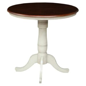 36" Round Top Pedestal Table With 12" Leaf - 34.9"H - Dining or Counter Height