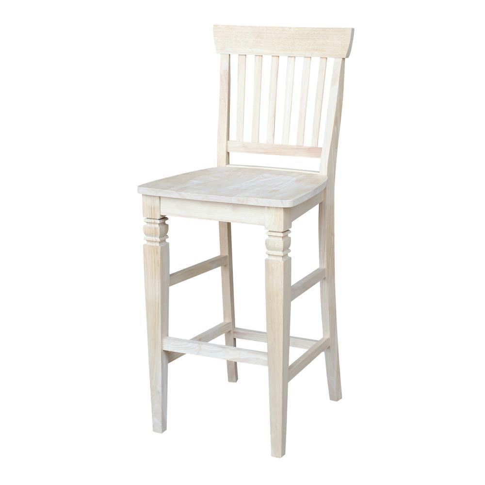 International Concepts Wood Seattle Bar Height Stool - 29.92" Seat Height - Unfinished - Image 2