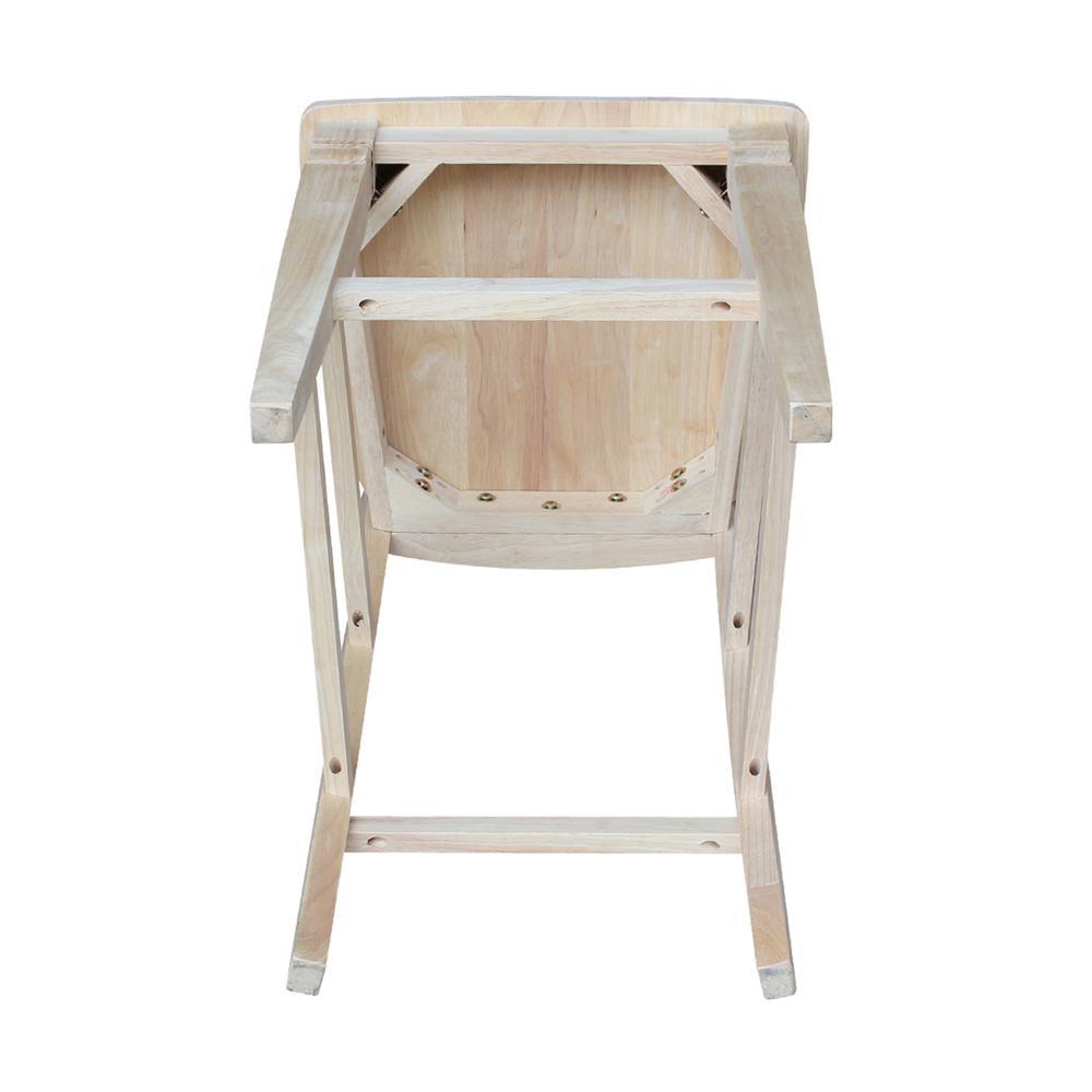 International Concepts Wood Seattle Bar Height Stool - 29.92" Seat Height - Unfinished - Image 4