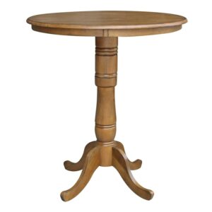 36" Solid Wood Round Top Pedestal Table - 40.9"H - Pecan