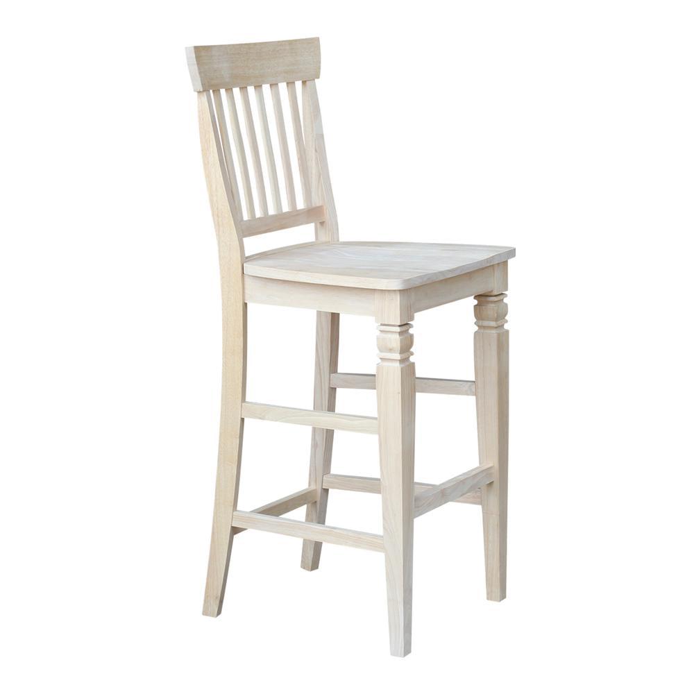 International Concepts Wood Seattle Bar Height Stool - 29.92" Seat Height - Unfinished - Image 5