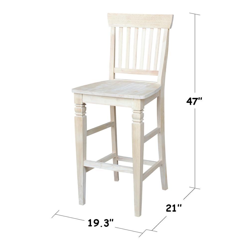 International Concepts Wood Seattle Bar Height Stool - 29.92" Seat Height - Unfinished - Image 8