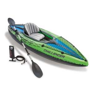 Intex Challenger K1 Inflatable Single Person Kayak Set Accessory Kit & Pump
