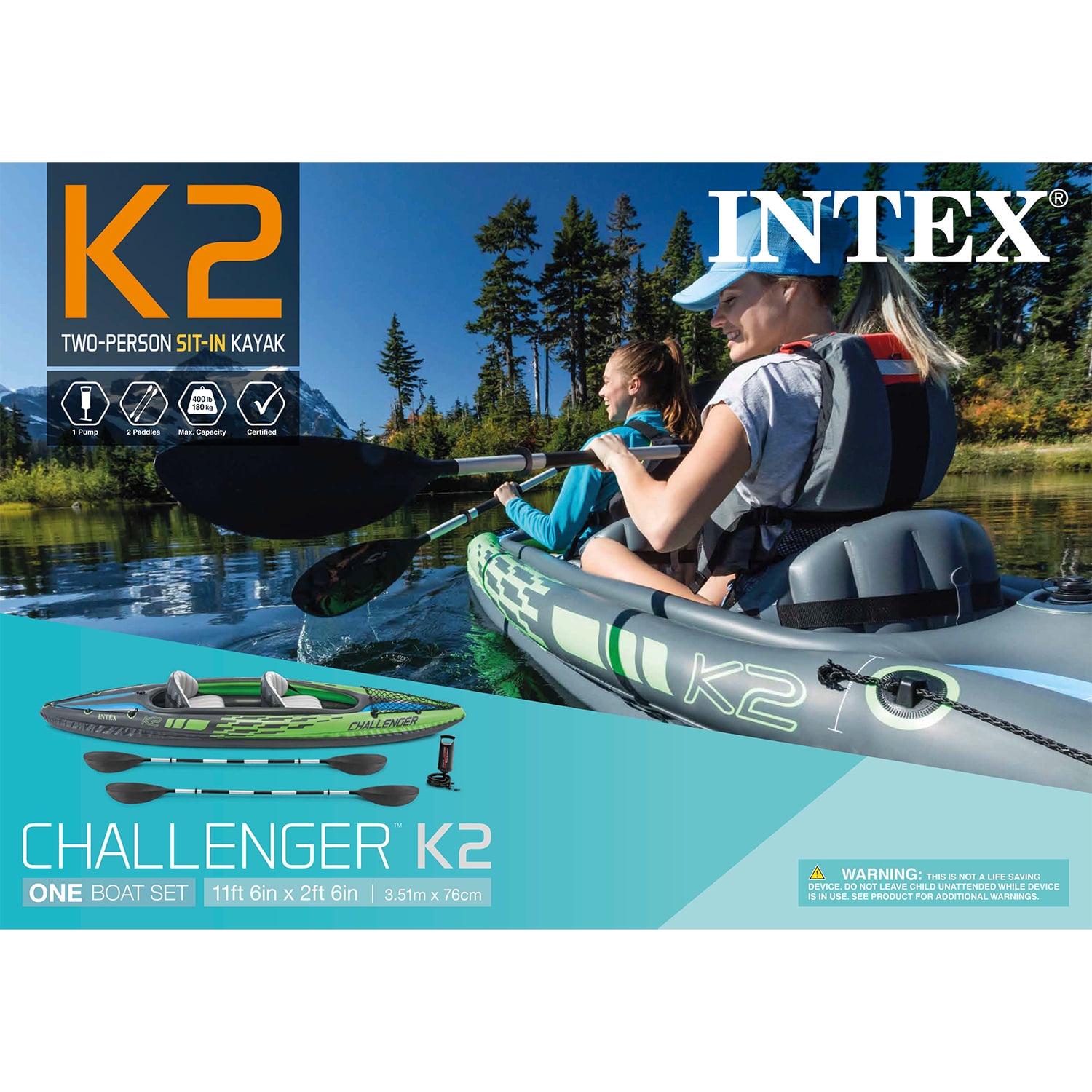 Intex Challenger K2 2-Person Inflatable Kayak and Accessory Kit Oars & Pump - Image 8