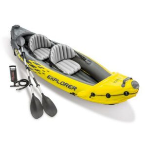 Intex Explorer™ K2 Inflatable Kayak - 2 Person Kayak Set - Includes Deluxe 86in Aluminum Oars, High-Output Pump, Carry Bag, and 2 Adjustable Seats