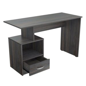 Inval Modern Writing Desk with Drawer and Open Storage, Espresso