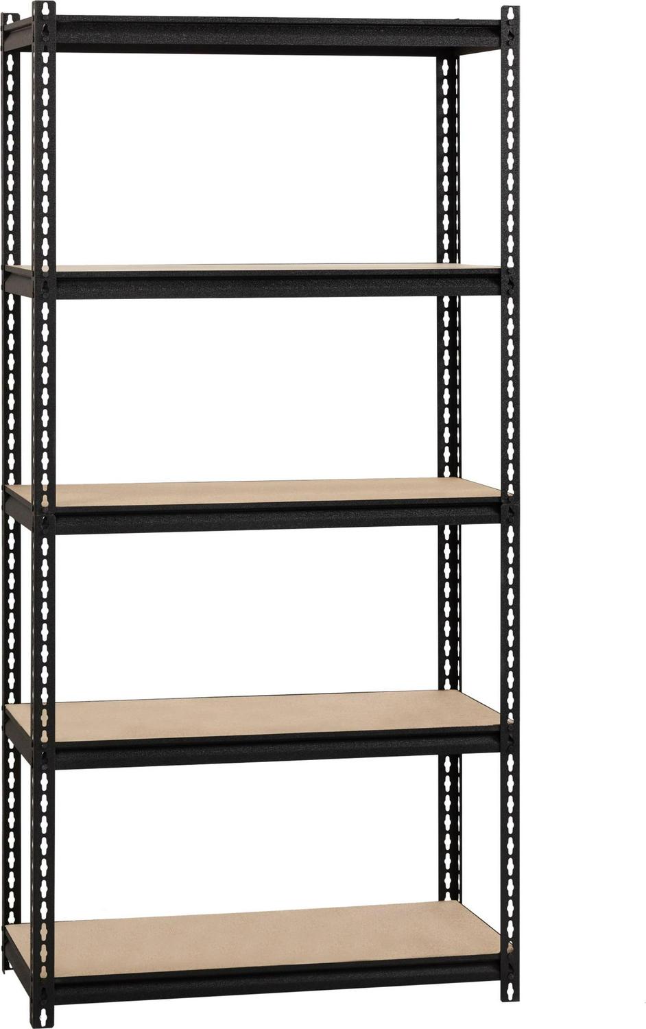 Iron Horse 2300 Riveted Steel Shelving 5-Shelf Unit, 18D x 36W x 72H, Black