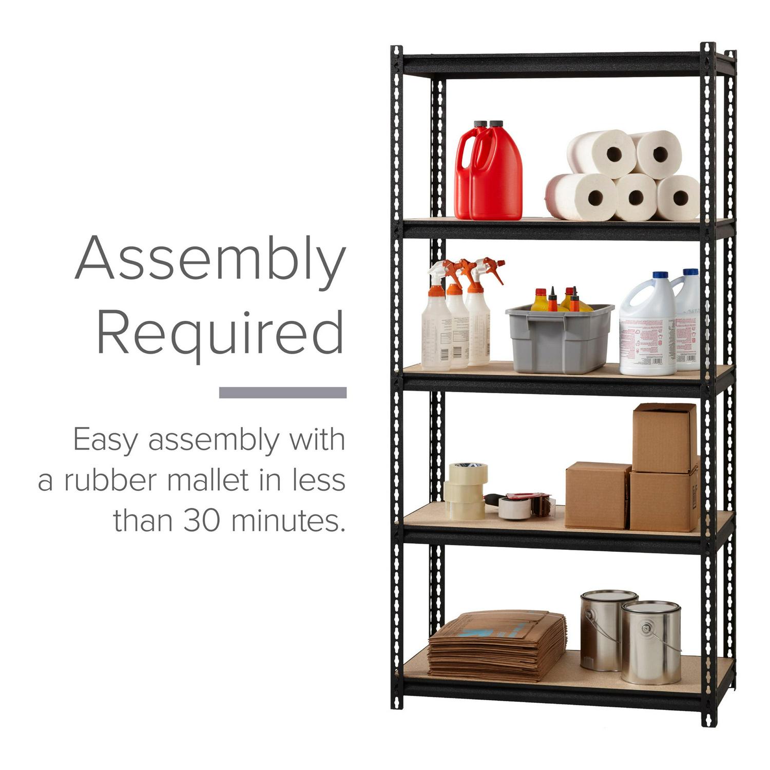 Iron Horse 2300 Riveted Steel Shelving 5-Shelf Unit, 18D x 36W x 72H, Black - Image 13