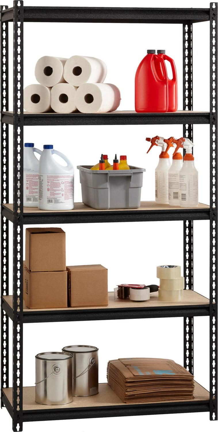 Iron Horse 2300 Riveted Steel Shelving 5-Shelf Unit, 18D x 36W x 72H, Black - Image 5