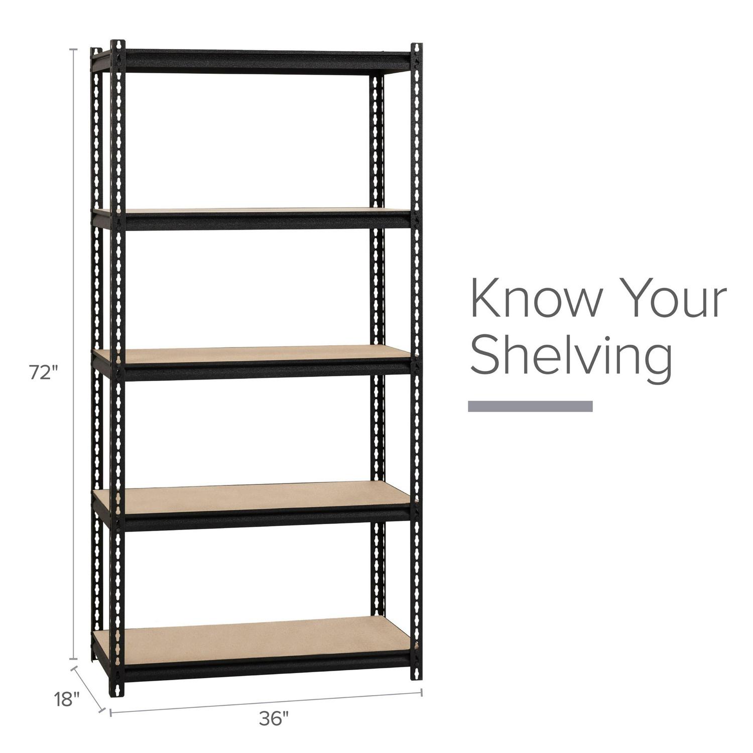 Iron Horse 2300 Riveted Steel Shelving 5-Shelf Unit, 18D x 36W x 72H, Black - Image 15